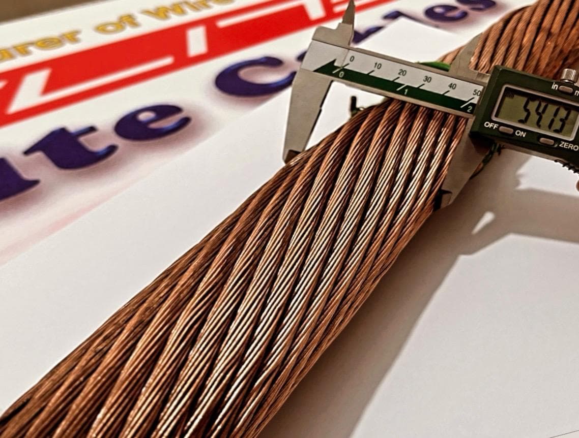 Elite Cables copper conductor being checked with a precision caliper